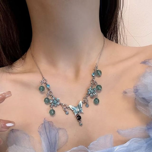 Butterfly Floral Alloy Choker