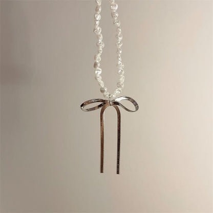 Bow Faux Pearl Choker