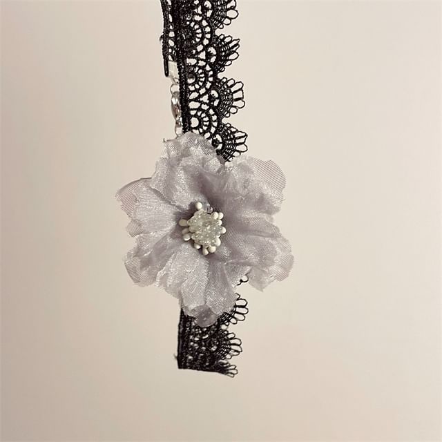 Floral Fabric Lace Choker