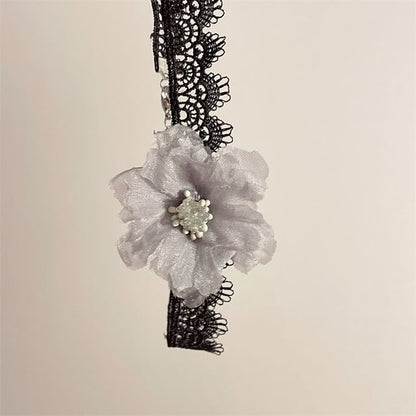 Floral Fabric Lace Choker