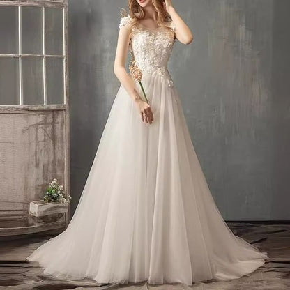 Gown Cap-Sleeve Designs) Lace Wedding (Various A-Line