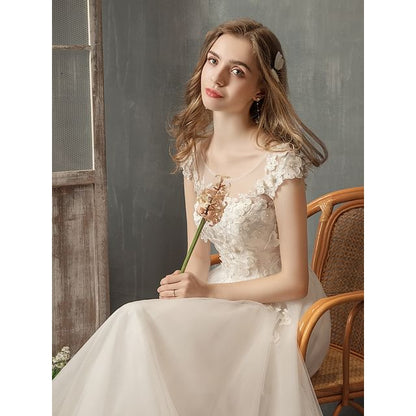 Gown Cap-Sleeve Designs) Lace Wedding (Various A-Line