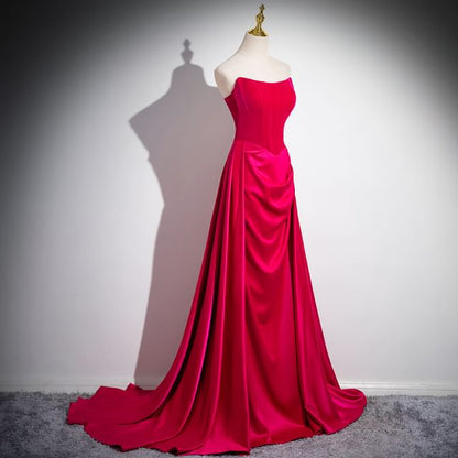 Gown Tube Ruched Evening Plain A-Line