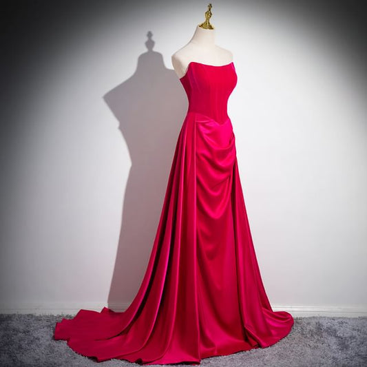 Gown Tube Ruched Evening Plain A-Line