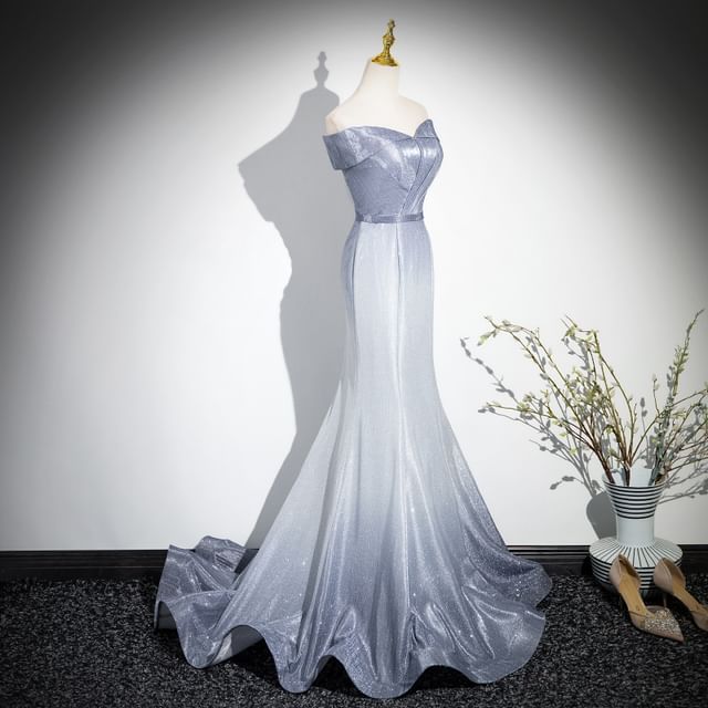 Gradient Glitter Mermaid Tube Evening Gown