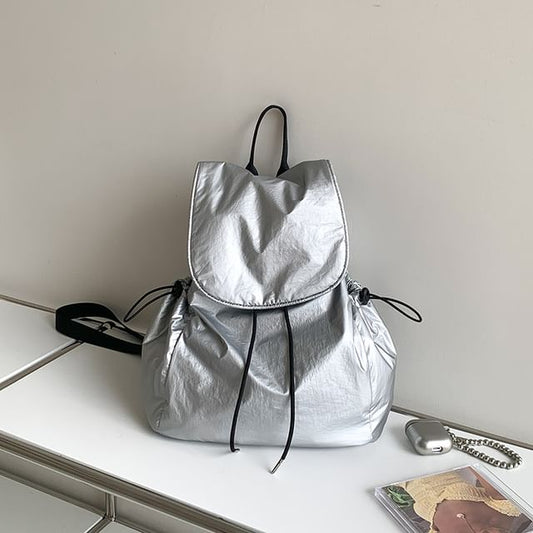 Plain Drawstring Flap Backpack