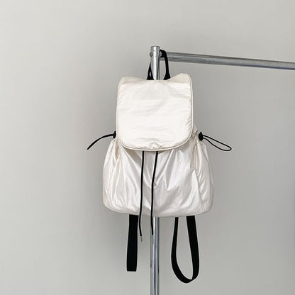 Plain Drawstring Flap Backpack