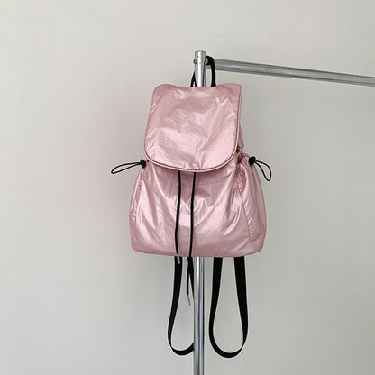 Plain Drawstring Flap Backpack