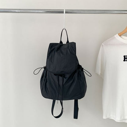 Plain Drawstring Flap Backpack