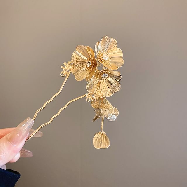 Floral Rhinestone Hair Stick