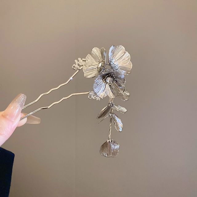 Floral Rhinestone Hair Stick