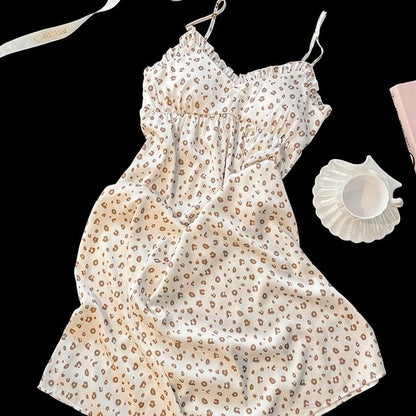 Strap Leopard Spaghetti Nightgown
