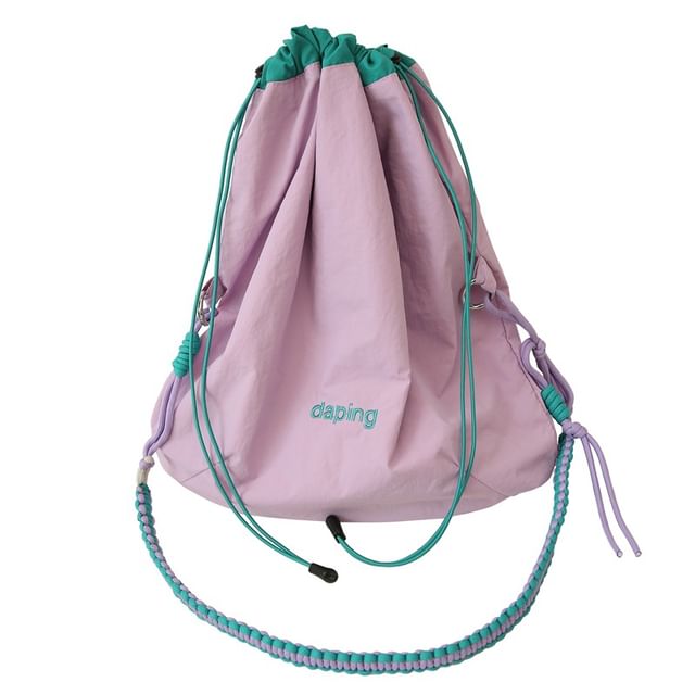 Lettering Drawstring Crossbody Bag