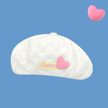 Plaid Heart Applique Beret