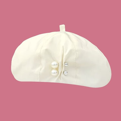 Faux Pearl Pin Beret