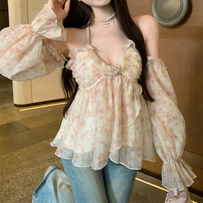 Floral Ruffle Halter Top