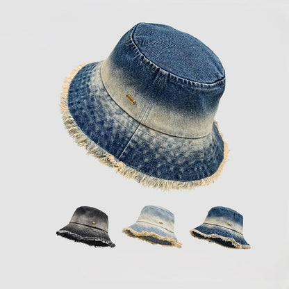 Frayed Hat Edge With Denim Bucket