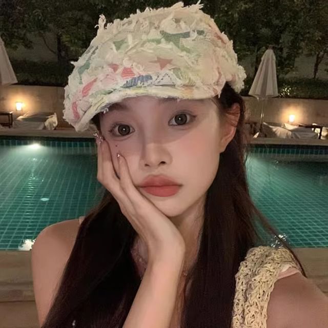 Patchwork Newsboy Hat Cabbie Distressed