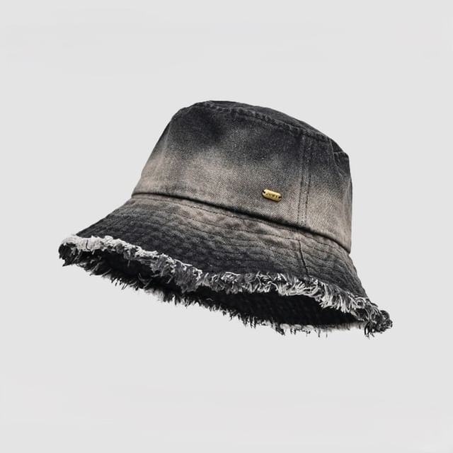 Frayed Hat Edge With Denim Bucket