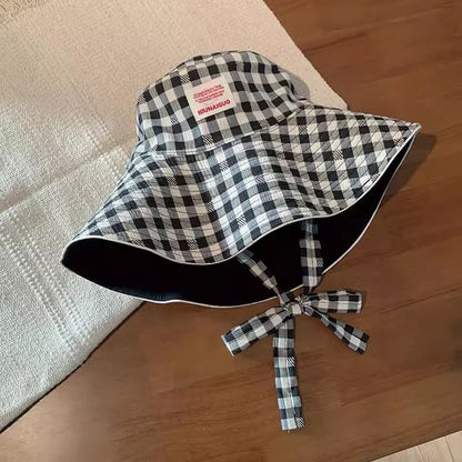 Hat Pattern Checkered Strap With Chin Bucket