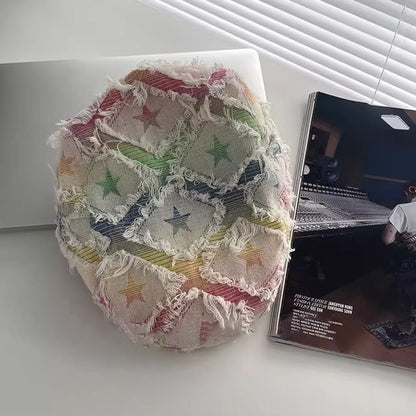 Patchwork Newsboy Hat Cabbie Distressed