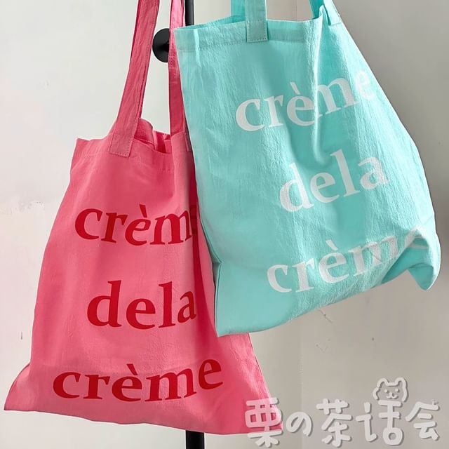 Lettering Canvas Tote Bag / Bag Charm / Set