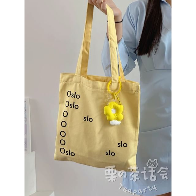 Lettering Canvas Tote Bag / Bag Charm / Set