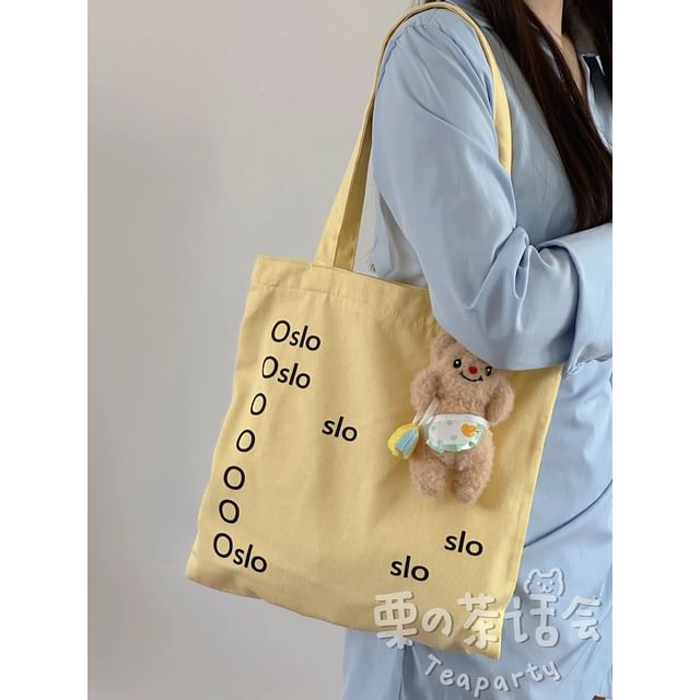 Lettering Canvas Tote Bag / Bag Charm / Set