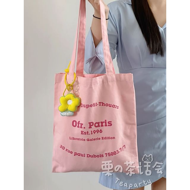 Lettering Canvas Tote Bag / Bag Charm / Set