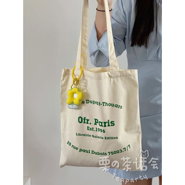 Lettering Canvas Tote Bag / Bag Charm / Set