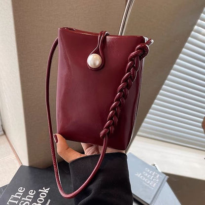 Leather Plain Faux Crossbody Bag