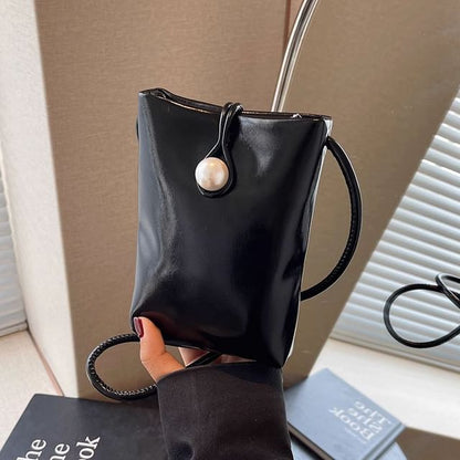 Leather Plain Faux Crossbody Bag