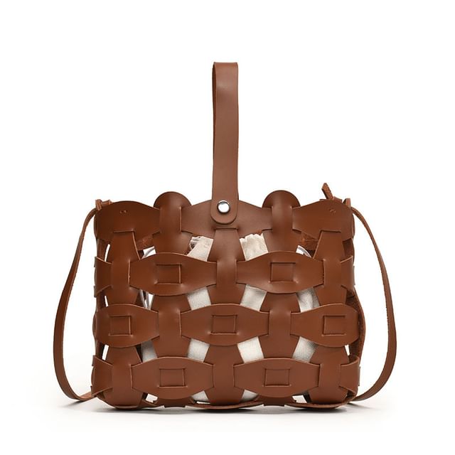 Cutout Faux Leather Crossbody Bag