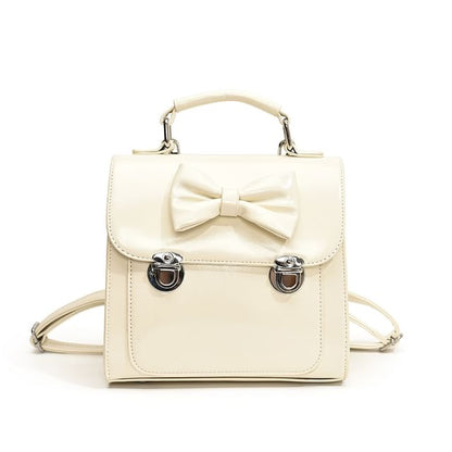Bow Faux Leather Flap Backpack