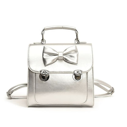 Bow Faux Leather Flap Backpack
