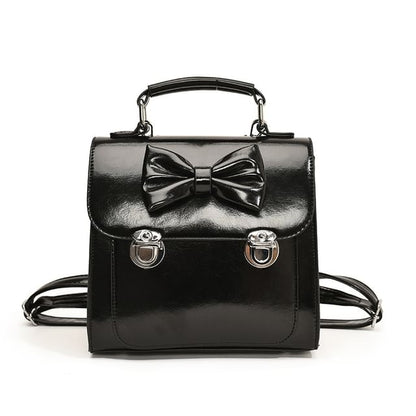 Bow Faux Leather Flap Backpack