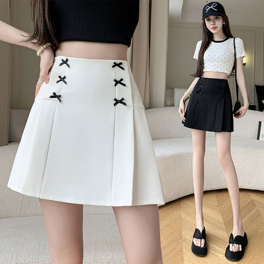 High Waist Plain Bow Mini A