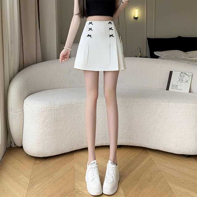 High Waist Plain Bow Mini A