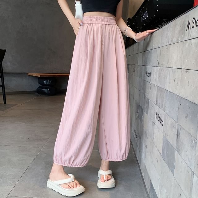 High Rise Plain Cropped Harem Pants