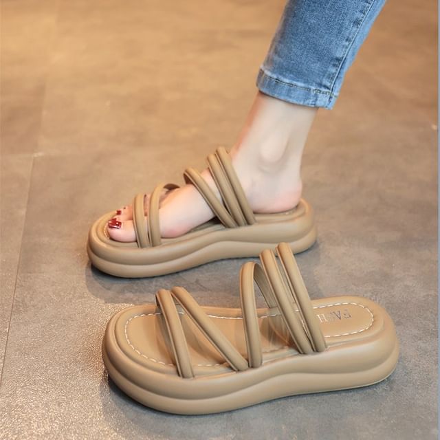 Strappy Platform Slide Sandals