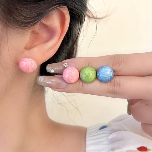 Glaze Bead Alloy Stud Earring