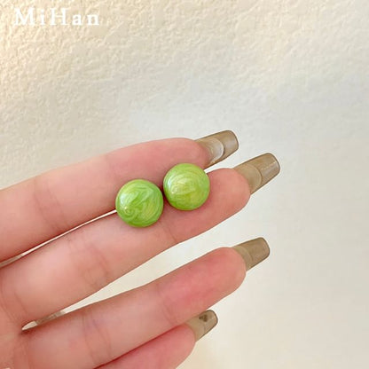 Glaze Bead Alloy Stud Earring