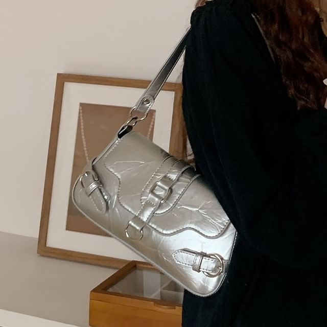Flap Buckled Shoulder Bag