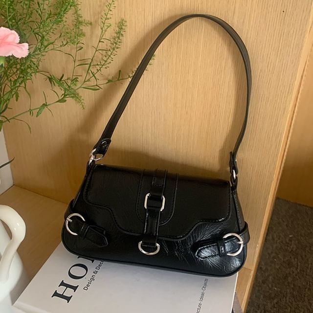 Flap Buckled Shoulder Bag