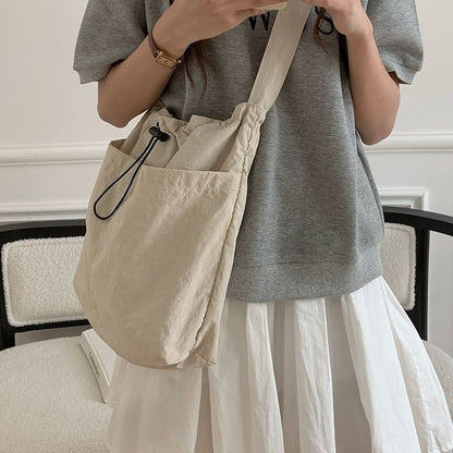 Plain Drawstring Nylon Tote Bag