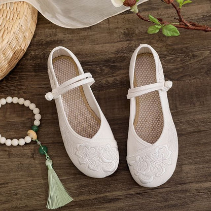Plain Buttoned Frog Flats