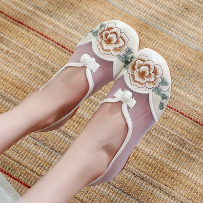 Slip-Ons Embroidered Wedge Heel Mesh