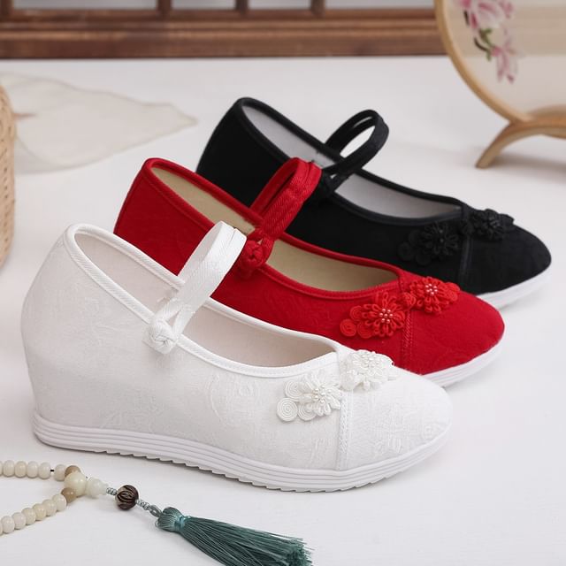 Hidden-Wedge Sandals Textile Floral