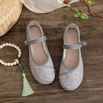 Plain Buttoned Frog Flats