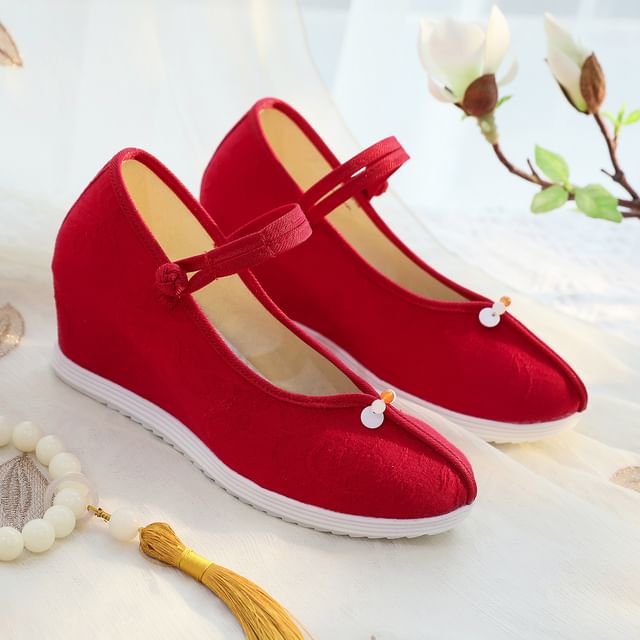 Hidden-Wedge Sandals Textile Floral